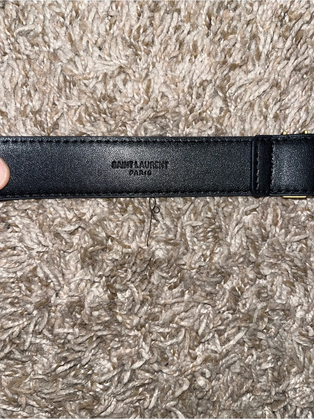 Saint Laurent Black Leather womans Belt with Gold Hardware